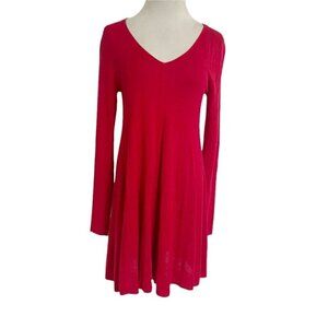 Joan Vass Size Medium  Top Blouse Tunic Red Long Sleeve